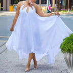 Robe longue ample col à boucle en métal sexy