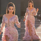 Robe Longue Manches Longues De Soirée En Maille