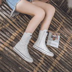 Chaussure montante en toile à lacets et fermeture éclair latérale - Chic&Shines