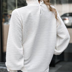 High neck ruffled long sleeve blouse