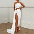 Robe Longue Fendue Une Épaule - Chic&Shines