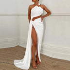 Robe Longue Fendue Une Épaule - Chic&Shines