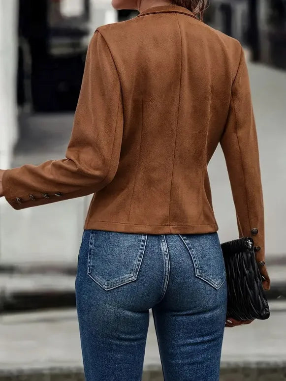 Long-sleeved suede jacket