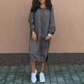 Robe longue pull à capuche manches longues - Chic&Shines