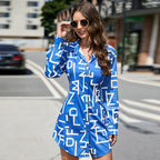 Robe chemise courte manches longues à motif - Chic&Shines
