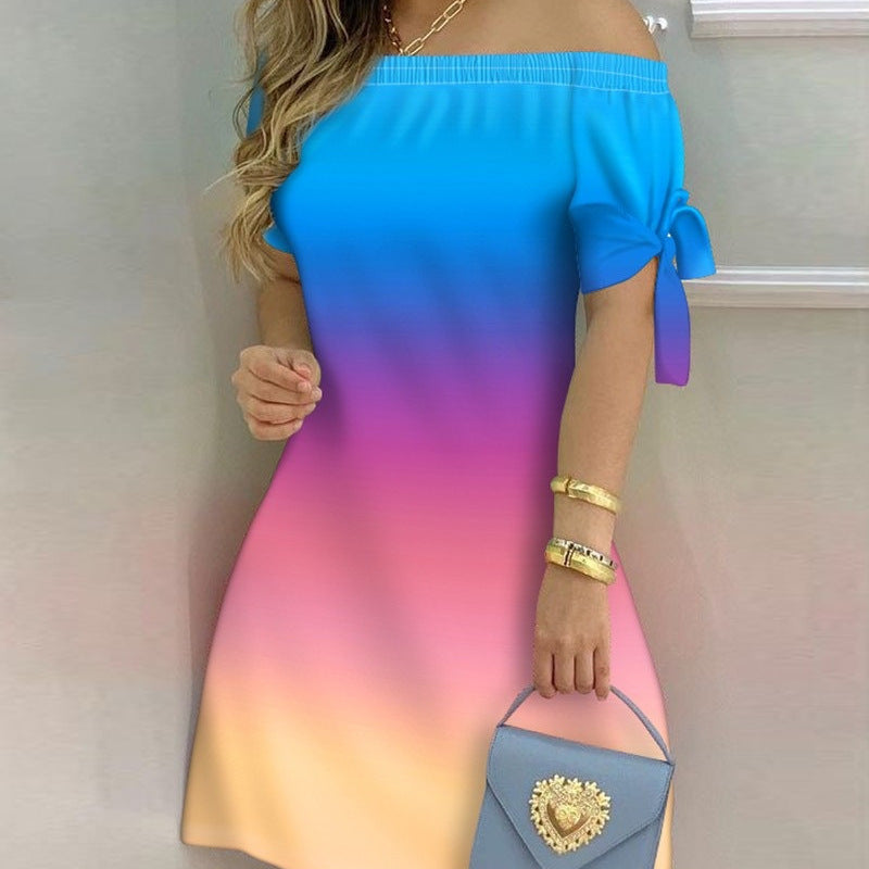 Robe courte bustier manche court à motif - Chic&Shines