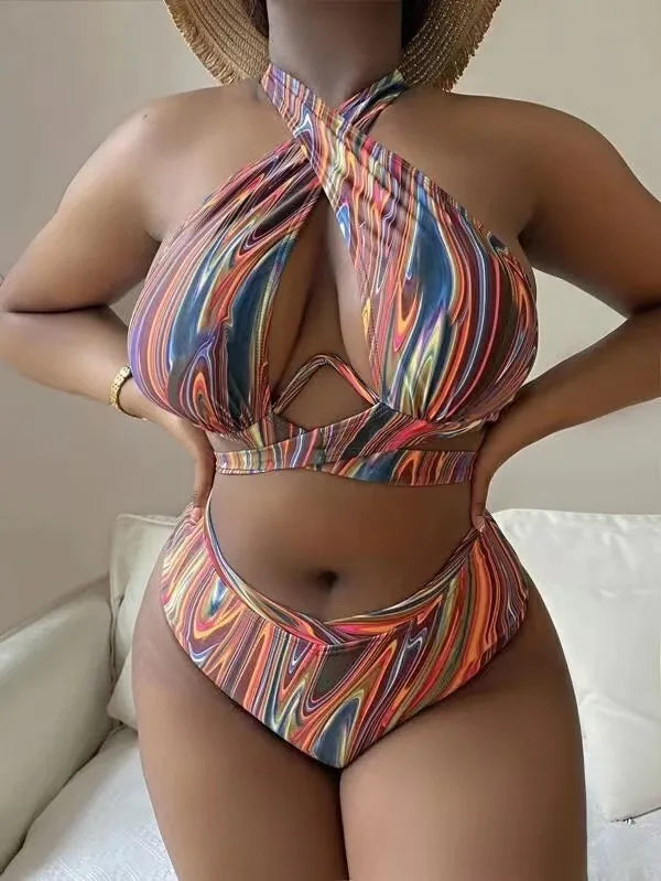 Maillot De Bain Bikini Taille Haute Licou - Chic&Shines