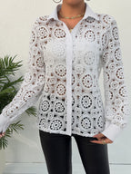 Asymmetrical long-sleeve cut-out shirt