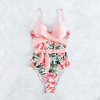 Sexy floral print one-piece swimsuit