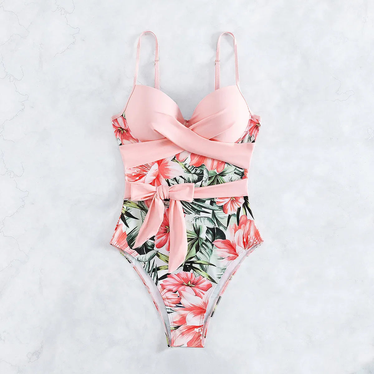 Sexy floral print one-piece swimsuit