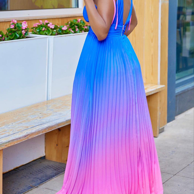 Long backless halter-neck dress