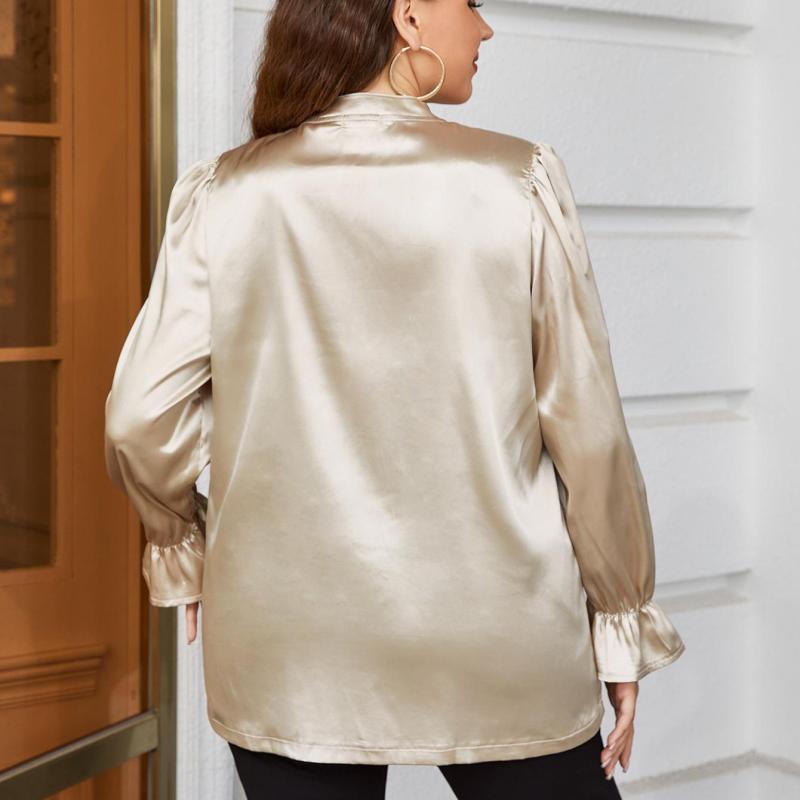 Chemise col rond À Manches Longues En Satin