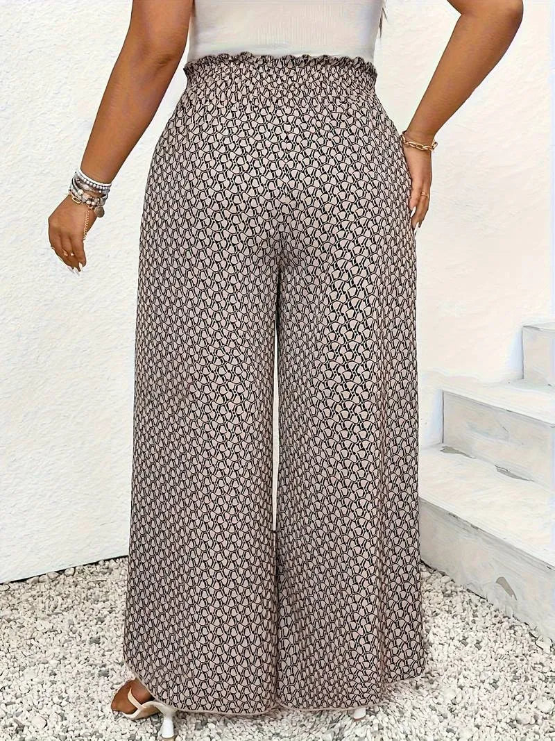 Pantalon taille haute ample fendu