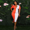 Robe mi longue moulante manches courtes - Chic&Shines
