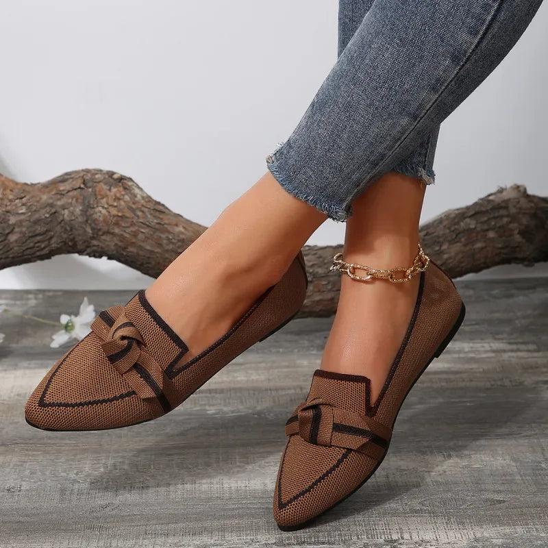 Mocassins plats à bout pointu respirants tissés - Chic&Shines