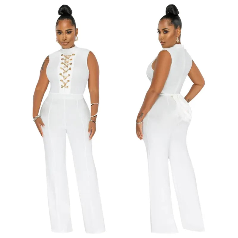 Combinaison Pantalon À Col Sans Manches