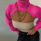 Pull court manches longues bouffantes col roulé - Chic&Shines