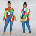 Blazer imprimé multicolore à manches longues - Chic&Shines