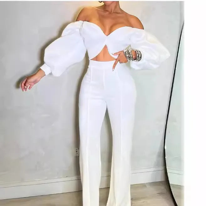 Ensemble haut bustier manches longues et pantalon