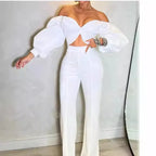 Ensemble haut bustier manches longues et pantalon
