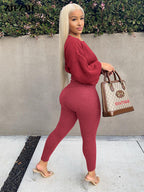 Ensemble pull manches longues  gaine extensible et son legging assorti
