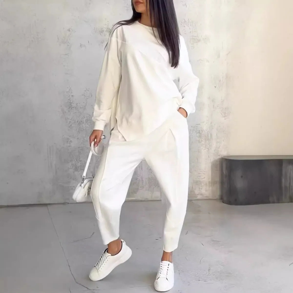 Ensemble haut col rond manches longues et pantalon - Chic&Shines