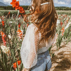 Chemisier manches longues bouffantes maille transparente