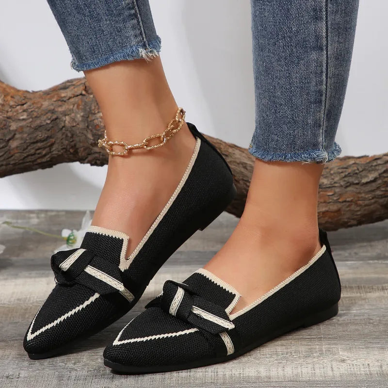Mocassins plats à bout pointu respirants tissés - Chic&Shines