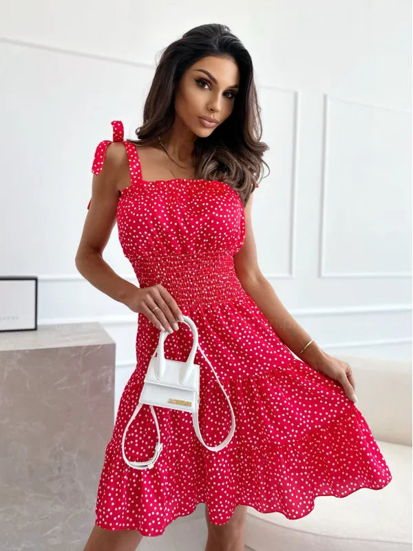 Robe Dos Nu À Bretelles Taille Serrée - Chic&Shines