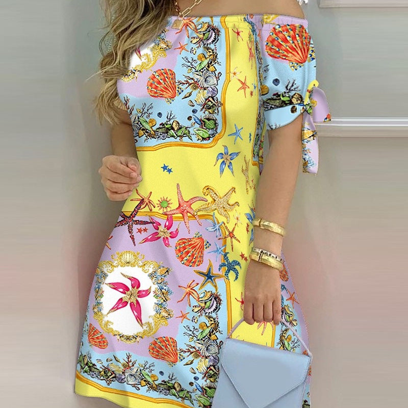 Robe courte bustier manche court à motif - Chic&Shines