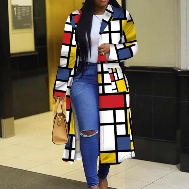 Veste à carreaux imprimé double boutonnage