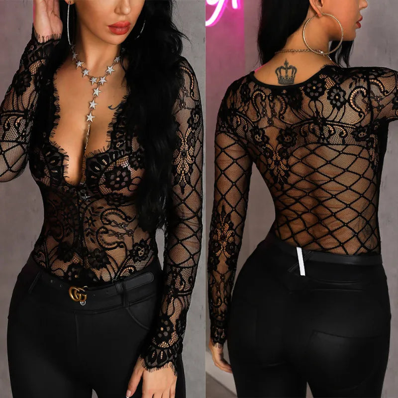 Body Lingerie Manches Longues Et Dentelle - Chic&Shines