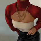 Pull court manches longues bouffantes col roulé - Chic&Shines