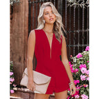Combinaison short sans manches col V dos nu - Chic&Shines