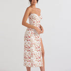 Robe mi-longue décolleté À Bretelles Spaghetti fente latérale