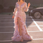 Robe Longue Manches Longues De Soirée En Maille - Chic&Shines