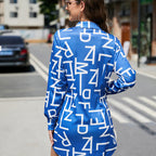 Short patterned long-sleeved shirt dress