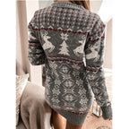 Robe Courte Tricotée À Manches Longues En Jacquard
