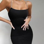 Robe Moulante Sexy À Bretelles En Strass