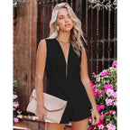 Combinaison short sans manches col V dos nu - Chic&Shines