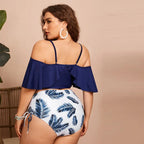 Maillot De Bain 2Pièces Épaules Dénudées Cordon De Serrage