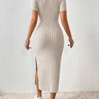Robe Longue Fendue Sexy À Col Carré