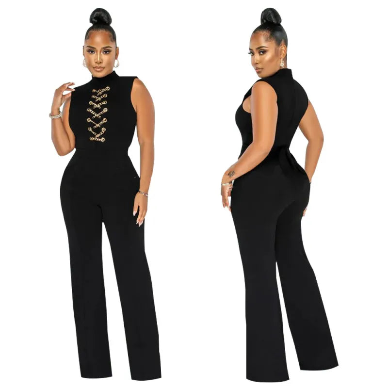 Combinaison Pantalon À Col Sans Manches
