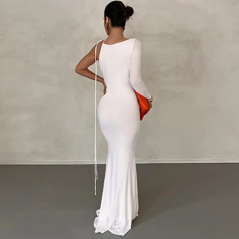 Robe longue moulante épaules dénudées réversible - Chic&Shines