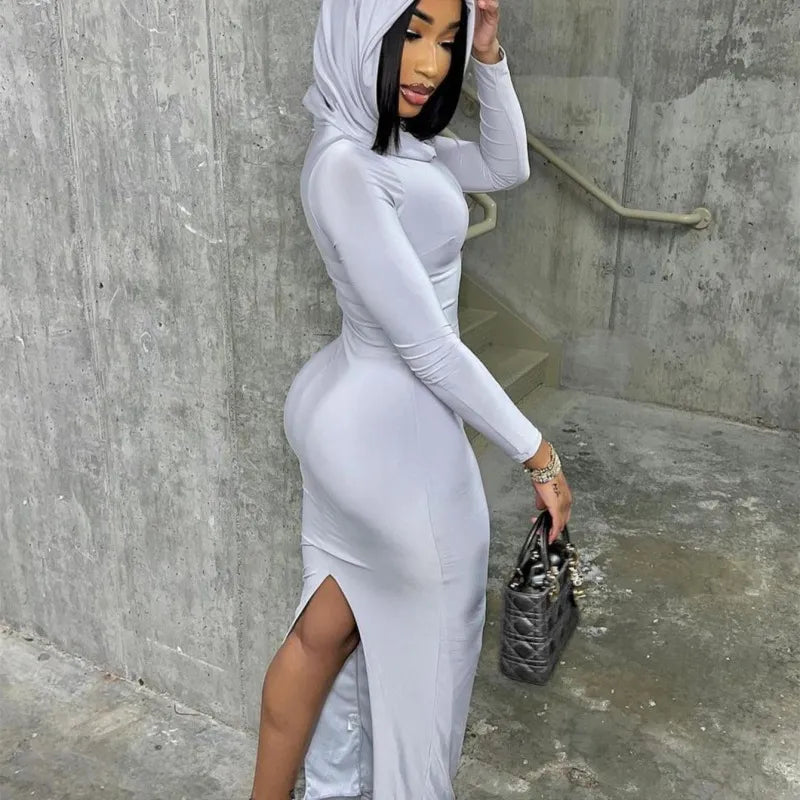Robe Longue À Capuche À Manches Longues