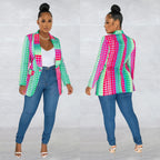 Blazer imprimé multicolore à manches longues - Chic&Shines