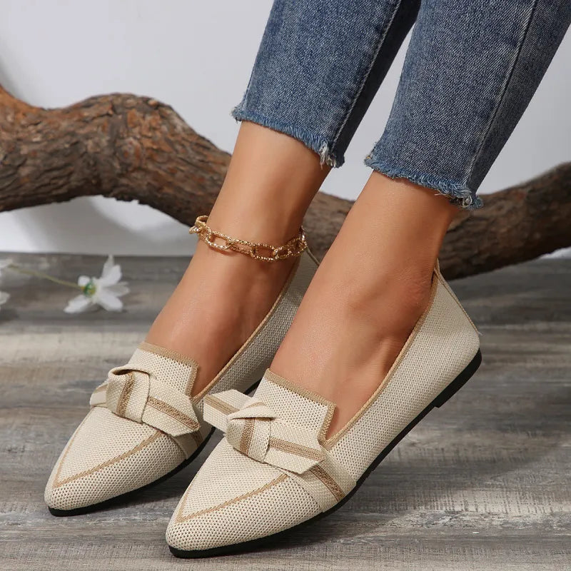 Mocassins plats à bout pointu respirants tissés - Chic&Shines