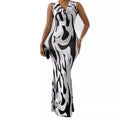Robe longue moulante imprimée sans manches - Chic&Shines