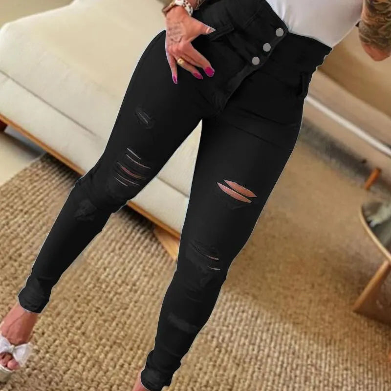 Jeans Déchirés Skinny Taille Haute - Chic&Shines