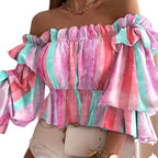 Haut bustier manches longues ébouriffées imprimé - Chic&Shines